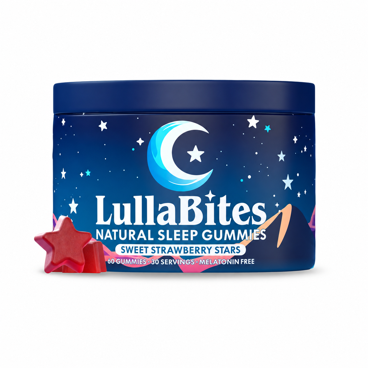 Natural Sleep Gummies - 30 Servings -Sweet Strawberry Stars