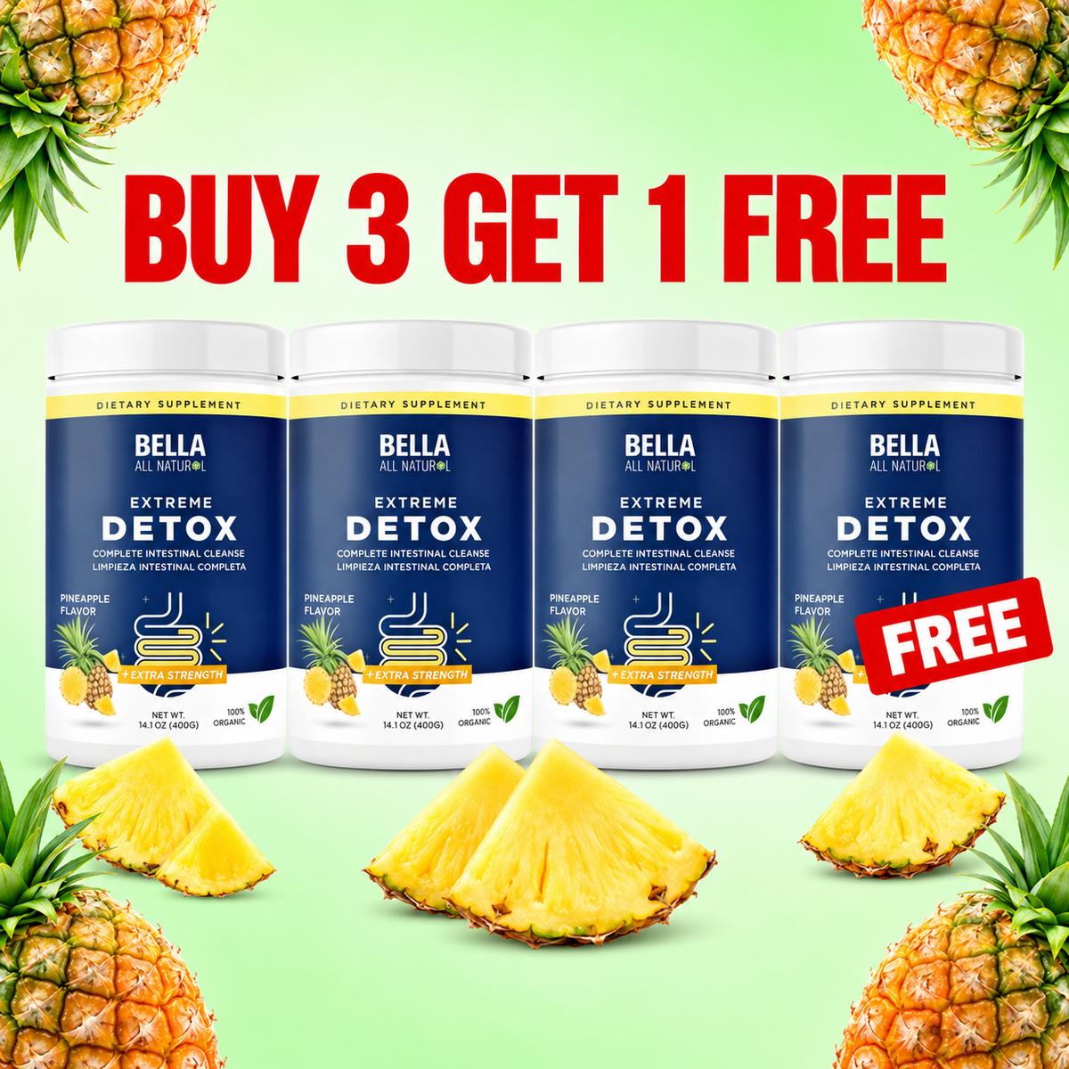 Pineapple Extreme Detox Powder – Supports Sleep Balance, Deep Detox & Skin Radiance | All-Natural Cleanse Supplement
