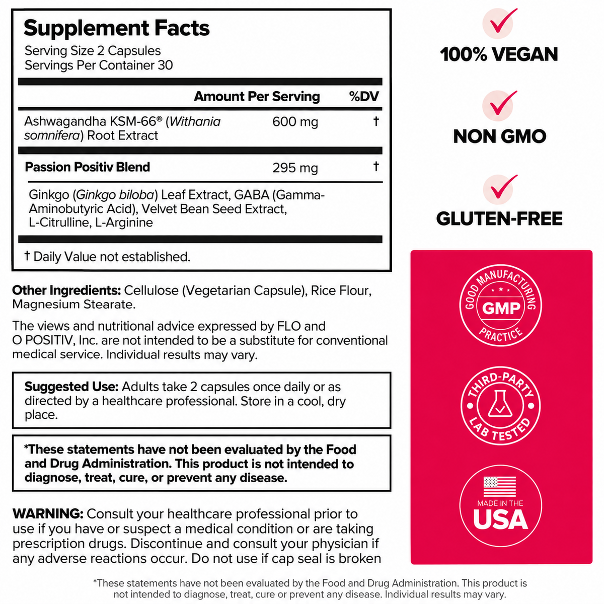 O Positiv URO Vaginal Moisture & Mood Formulated to Support Vaginal Moisture, Mood & Relaxation  -30 Servings