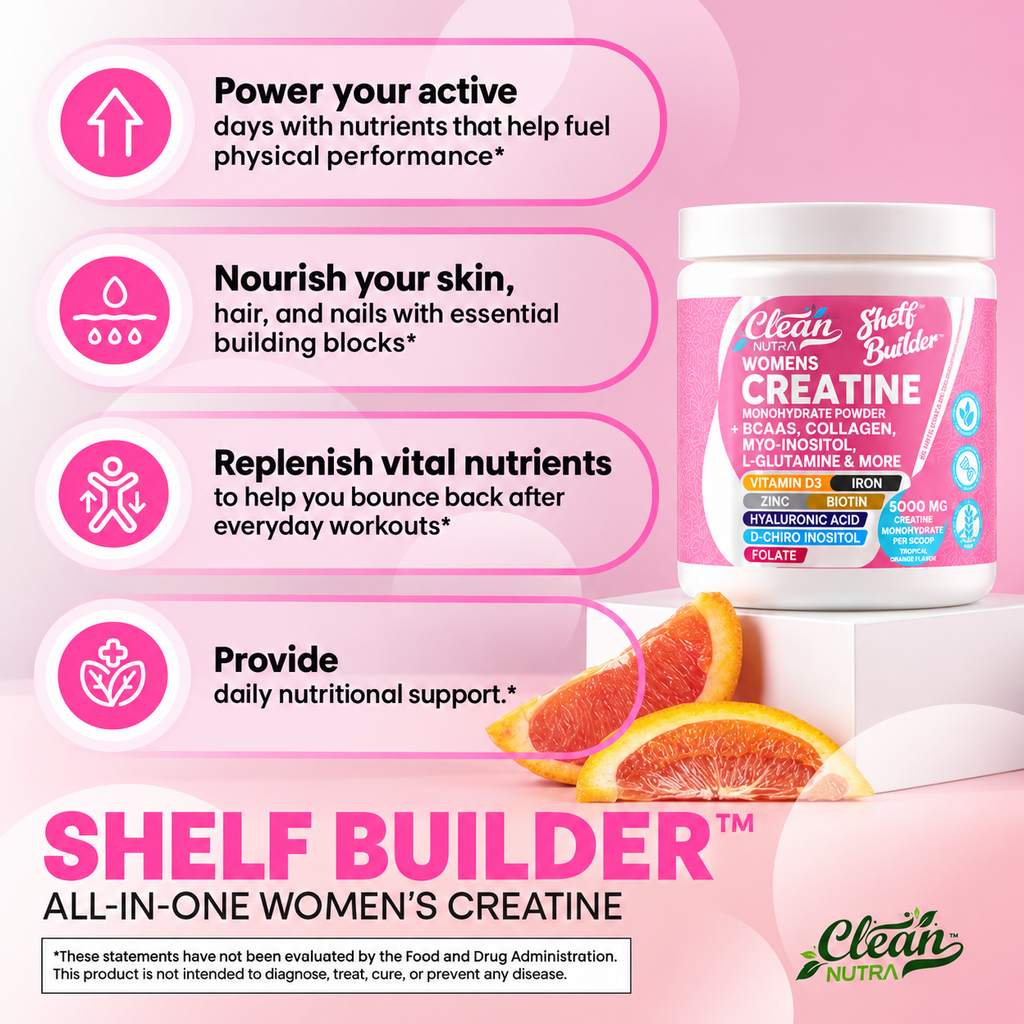 Clean Nutra Women’s Creatine Powder | Collagen + BCAAs | Orange Flavor