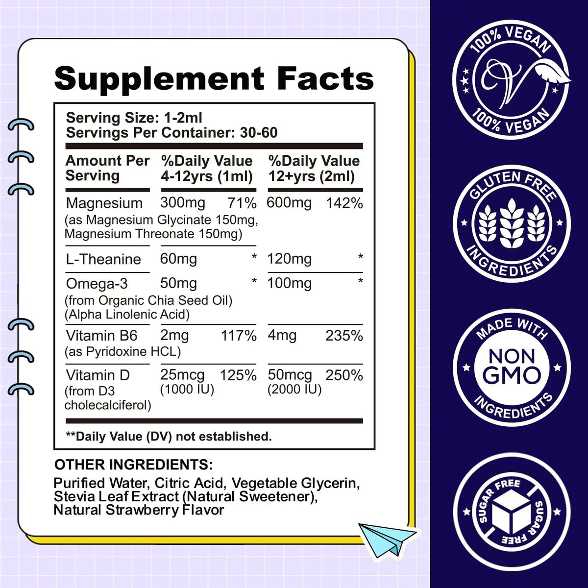 Kids Magnesium Liquid Drops-Magnesium Glycinate Liquid for Kids L-Threonate