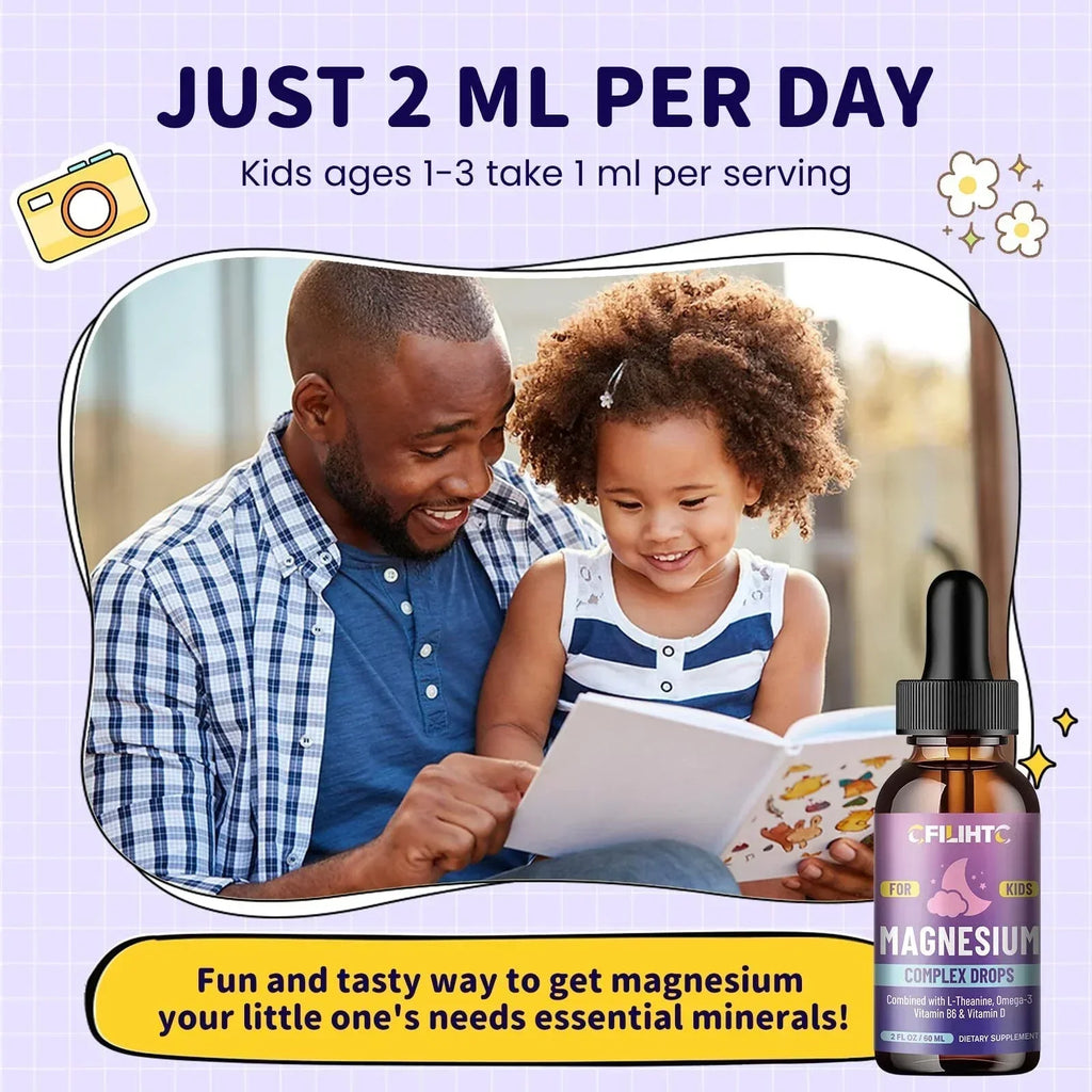 Kids Magnesium Liquid Drops-Magnesium Glycinate Liquid for Kids L-Threonate