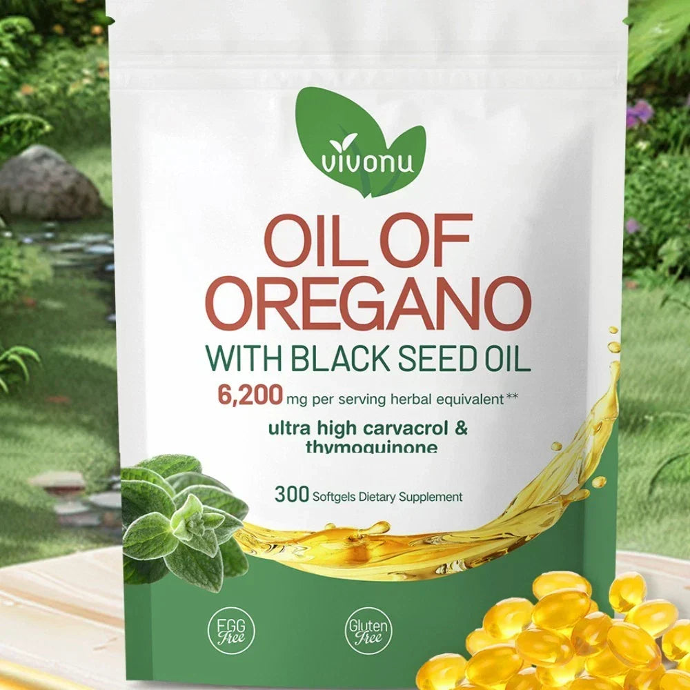 Aceite De Oregano En 300 Capsulas Con Carvacrol y Timol Black Seed Oil 6200 mg